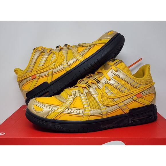 Nike Air Rubber Dunk Off-White UNIVERSITY GOLD CU6015-700 Size 9 WORN - Picture 1 of 8